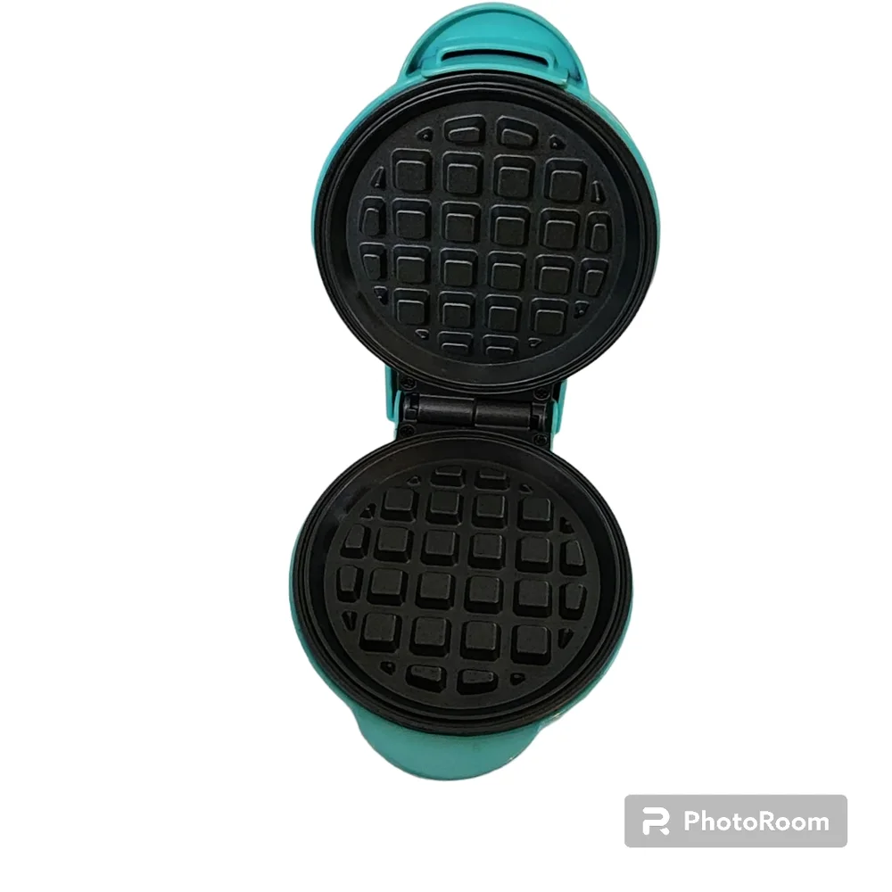 Mini waffle maker, teal